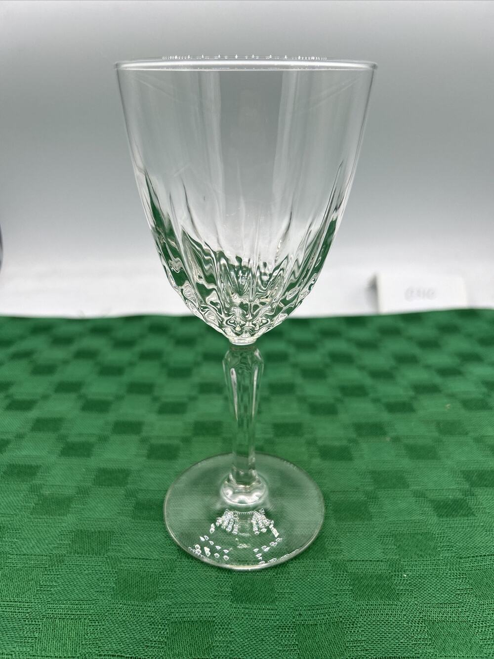 Vintage LUMINARC Diamond Pattern Clear Crystal Stemware Wine Glass